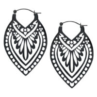 Schwarze Creek Hoops Ohrringe aus Chirurgenstahl mit filigranem Design auf weißem Hintergrund