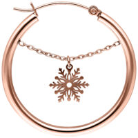 Ruusuhopeat korvakorut roikkuvalla lumihiutaleella ja ketjulla