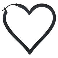 Schwarze herzförmige Ohrringe aus Chirurgenstahl auf weißem Hintergrund