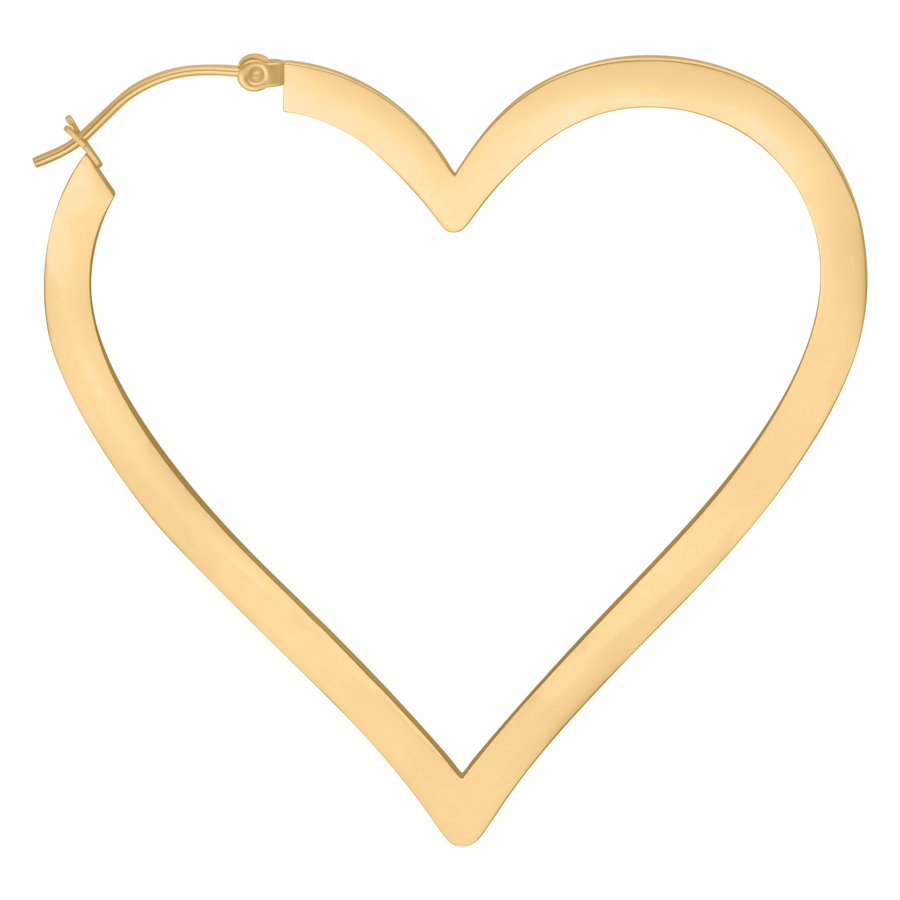 Goldener Herz-Ohrring aus Chirurgenstahl mit Klappverschluss auf weißem Hintergrund