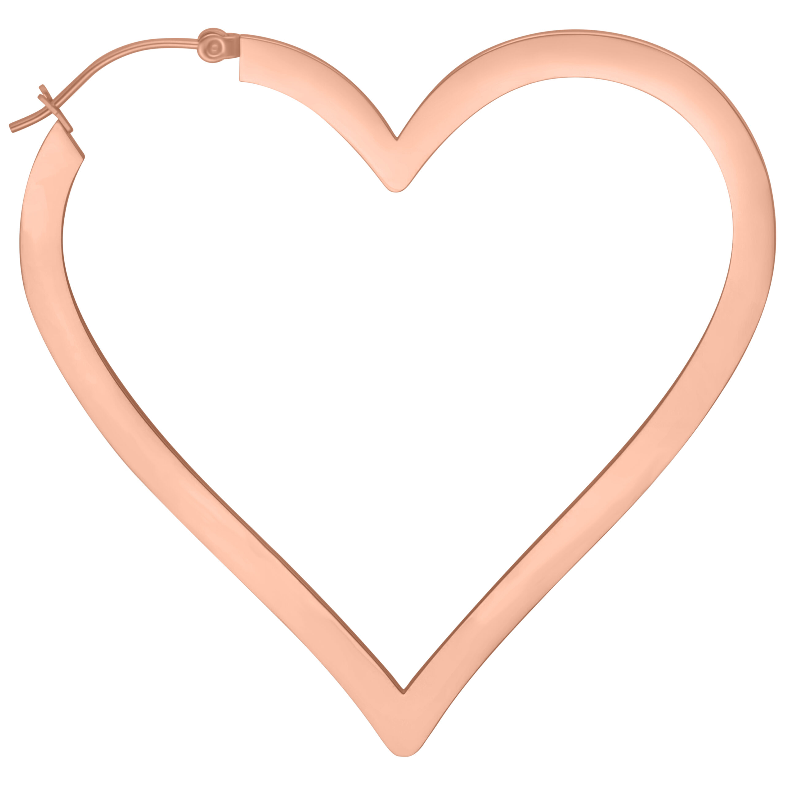 Roségoldene Herz-Ohrringe aus Chirurgenstahl auf weißem Hintergrund