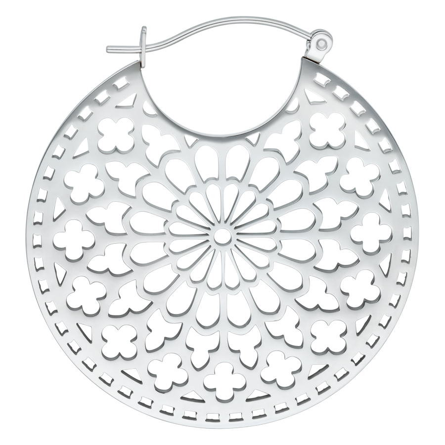 Hopeanvärinen Cathedral Hoops -korvakoru kirurginteräksestä klipsilukolla