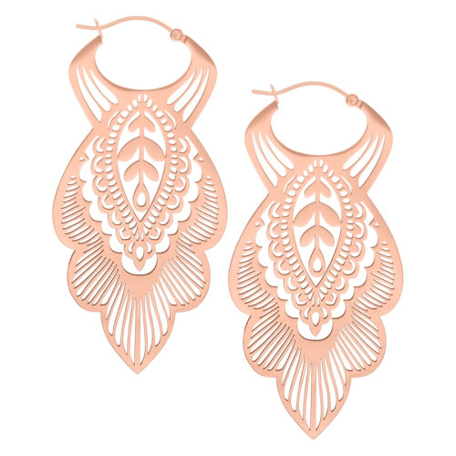 Mandala Leaf Hoops - Ruusukultainen metalli