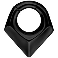 Schwarzes dreieckiges Ohrgewicht aus Chirurgenstahl auf weißem Hintergrund