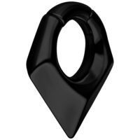 Schwarzes, dreieckiges Ohrgewicht aus Chirurgenstahl auf weißem Hintergrund