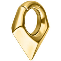 Goldene Triangle Ohrgewichte aus Chirurgenstahl Goldenes dreieckiges Ohrgewicht aus Chirurgenstahl auf weißem Hintergrund