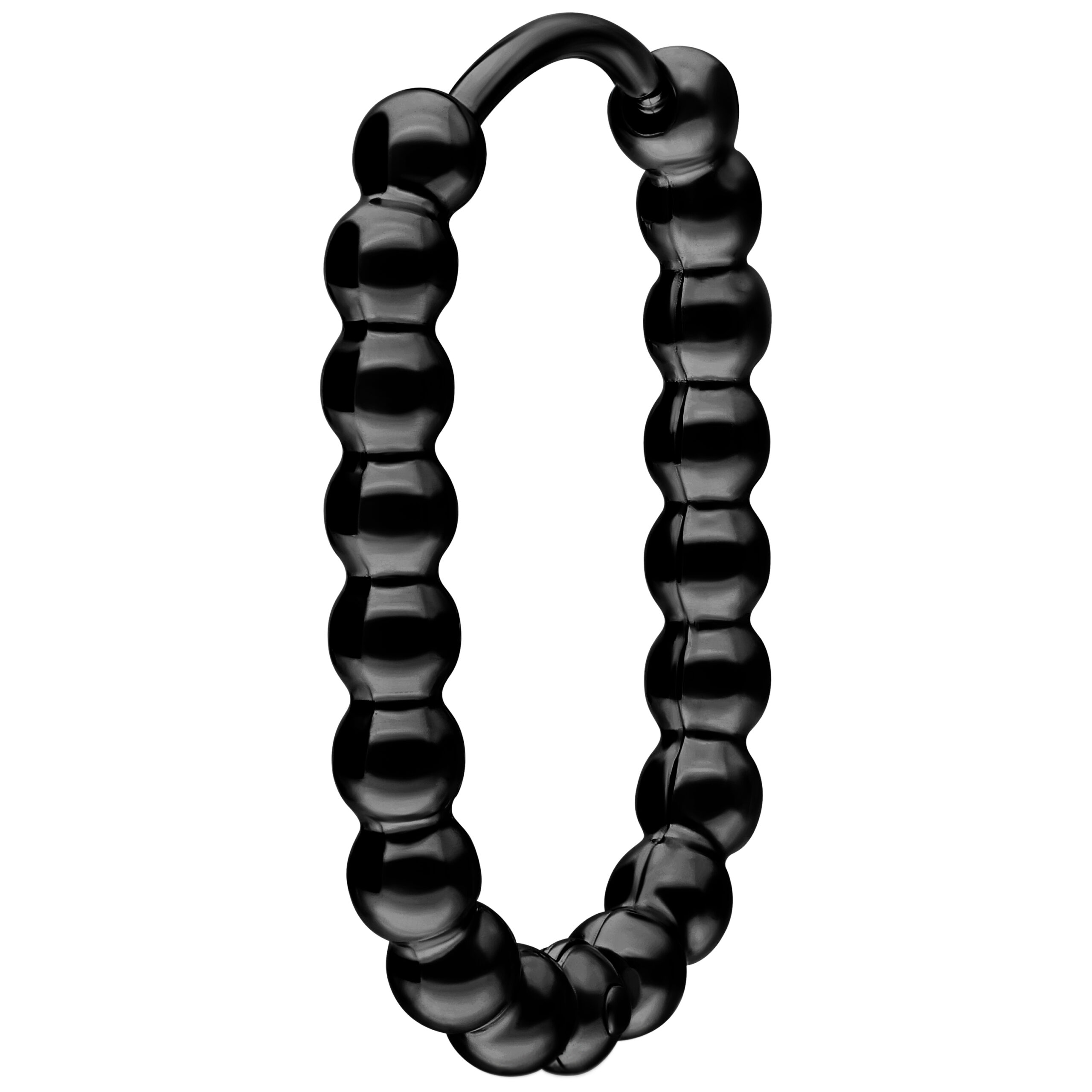 Schwarze Oval Bubble Hoops aus Chirurgenstahl Schwarze Oval Bubble Hoops aus Chirurgenstahl auf weißem Hintergrund