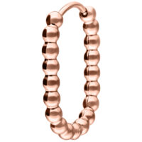 Ovaali Bubble Hoop korvakoru kiiltävässä ruusukullassa valkoisella taustalla