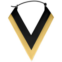 Goldener und schwarzer V-förmiger Ohrring aus Chirurgenstahl