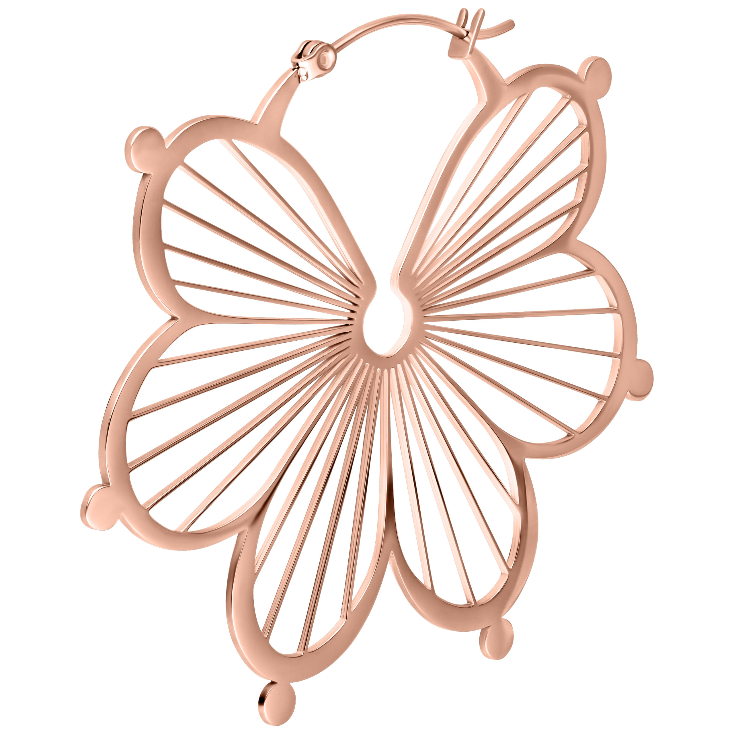 Ruusuhopeat kukkamuotoiset korvakorut valkoisella taustalla