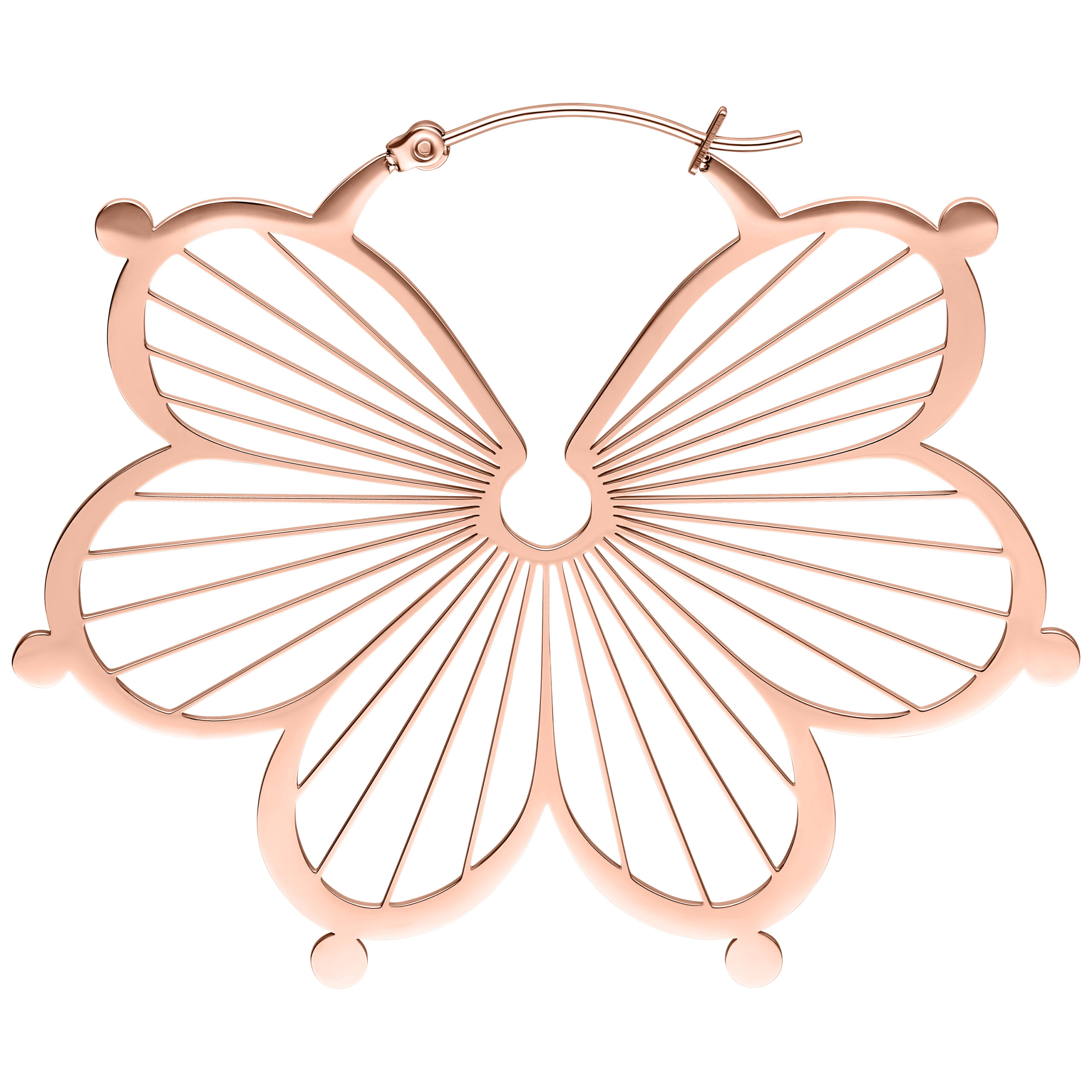 Ruusuhopeiset Flower Hoops -korvakorut valkoisella taustalla