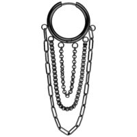 Schwarze Multilayer Chain Hoops Schwarze Ohrringe mit mehreren Ketten auf weißem Hintergrund