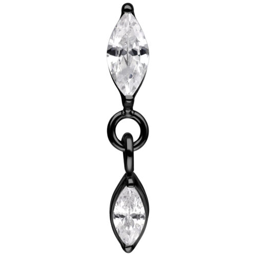 Push Fit Oval Crystal Drop Attachment - Musta metalli