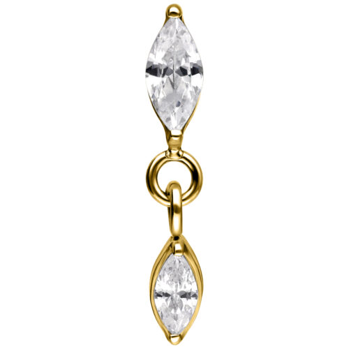 Push Fit Oval Crystal Drop Attachment - Kultainen metalli