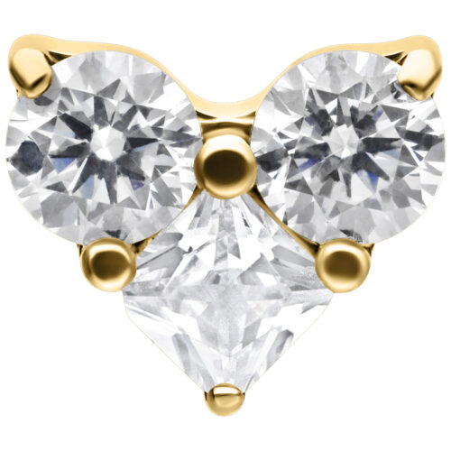 Push Fit Crystal Heart Attachment - Kultainen metalli