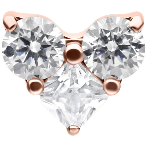 Push Fit Crystal Heart Attachment - Ruusukultainen metalli