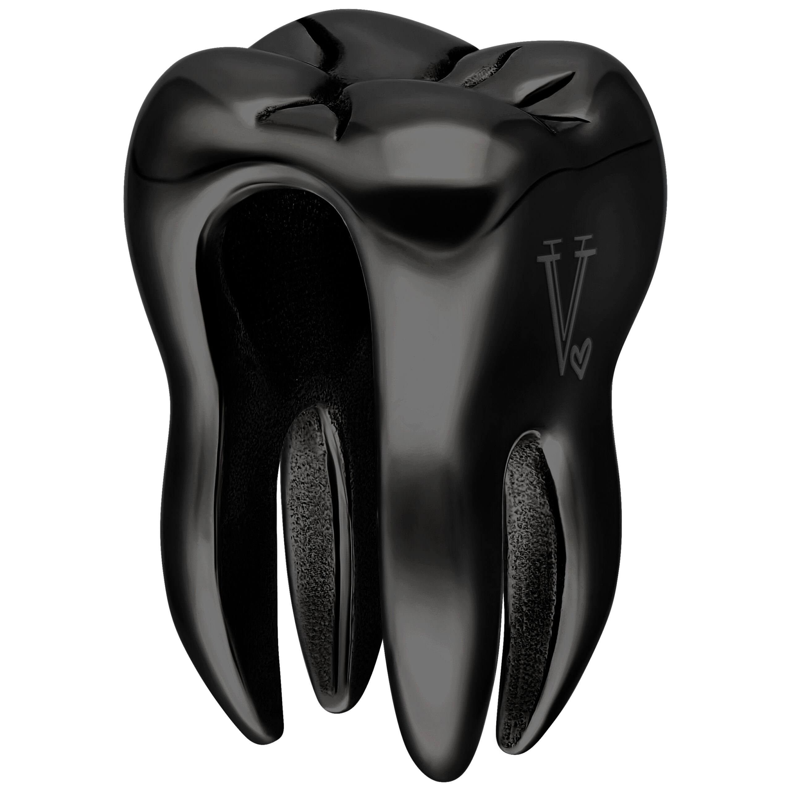 Verena Venus Schwarzes Zahn Ohrgewicht Schwarzes Zahn Ohrgewicht aus Chirurgenstahl 316L auf weißem Hintergrund