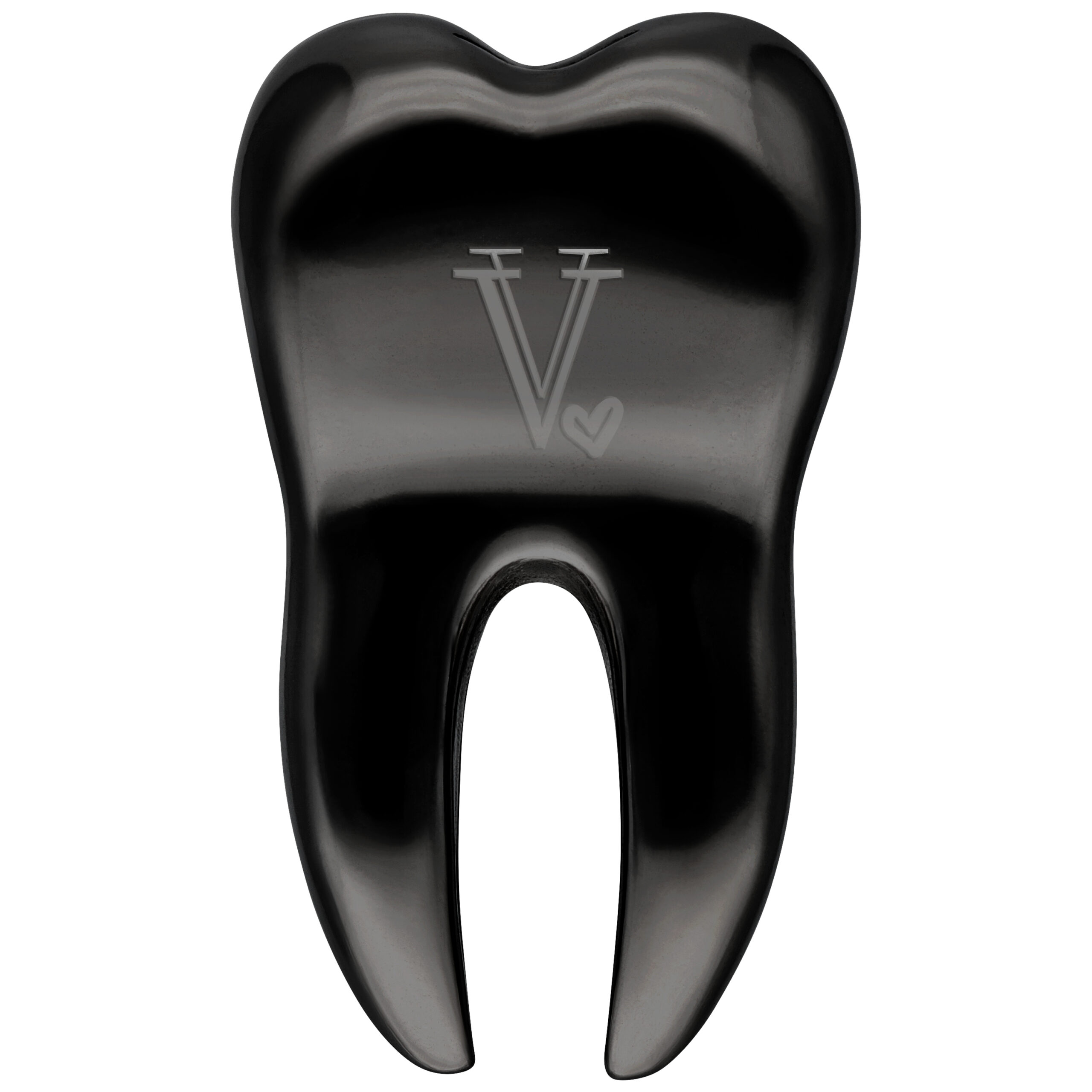 Schwarze Tiny Tooth Ohrgewichte aus Chirurgenstahl Schwarzes Tiny Tooth Ohrgewicht aus Chirurgenstahl auf weißem Hintergrund