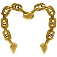 Goldene Ohrgewichte in Herzform auf weißem Hintergrund