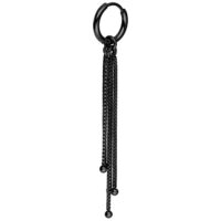 Schwarze Venezia Ketten-Ohrringe aus Chirurgenstahl mit Klappverschluss auf weißem Hintergrund