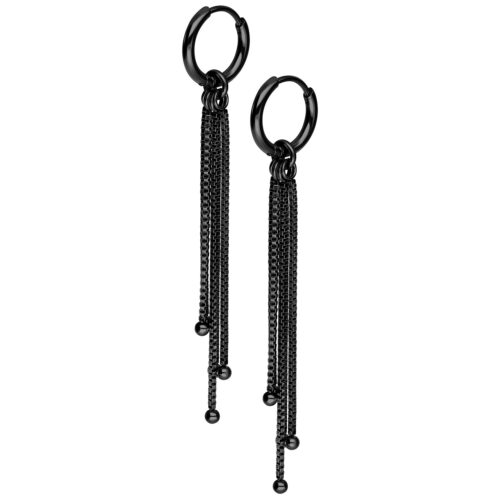 Little Square Venezia Chain Hoops (pair) - Musta metalli