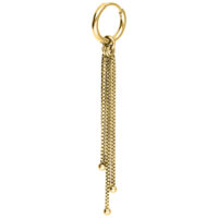 Goldene Ohrringe mit venezianischer Kette auf weißem Hintergrund