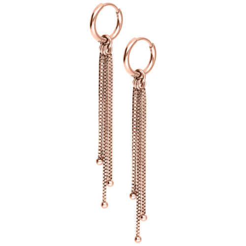 Little Square Venezia Chain Hoops (pair) - Ruusukultainen metalli