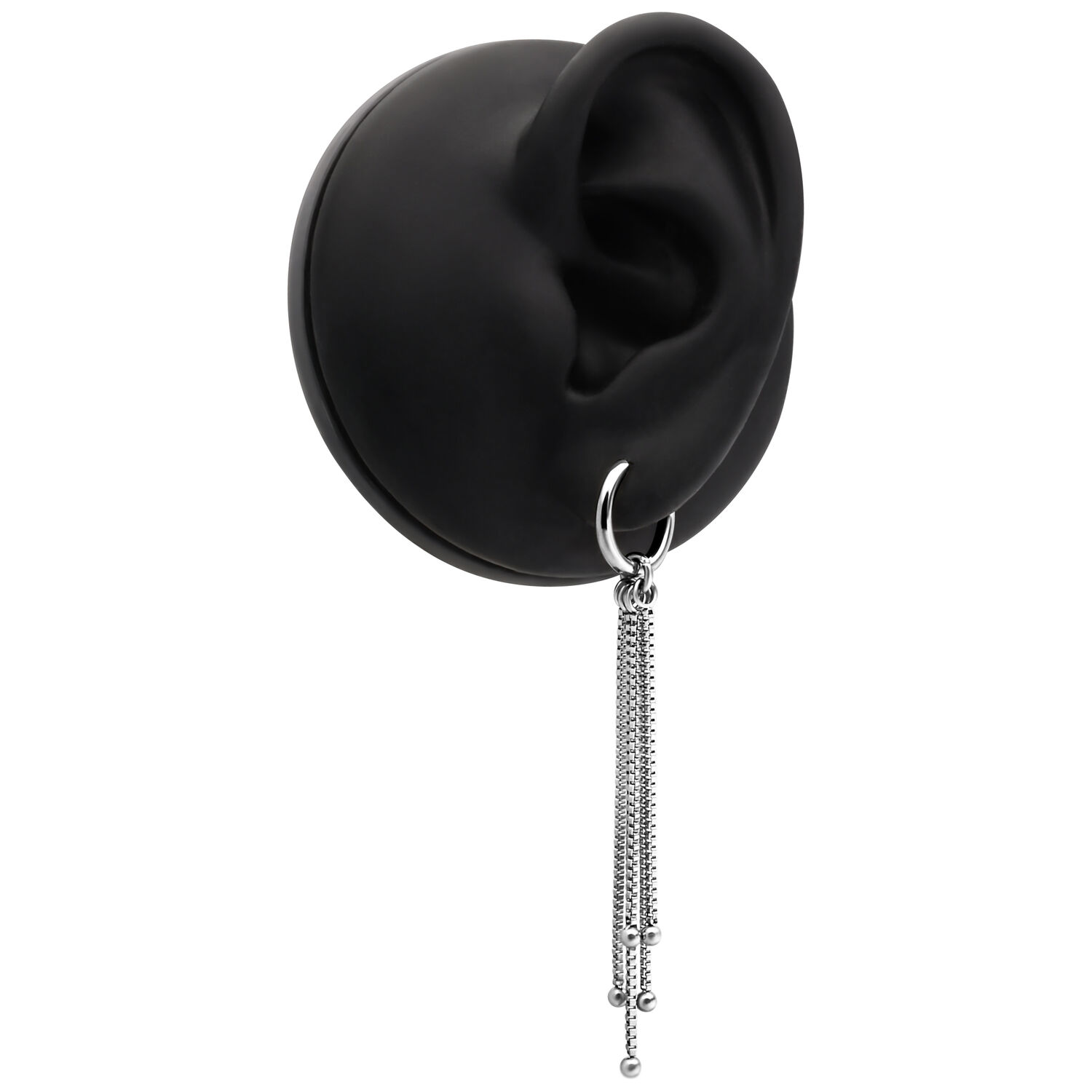 Goldene Venezia Ketten-Ohrringe an schwarzem Ohrmodell