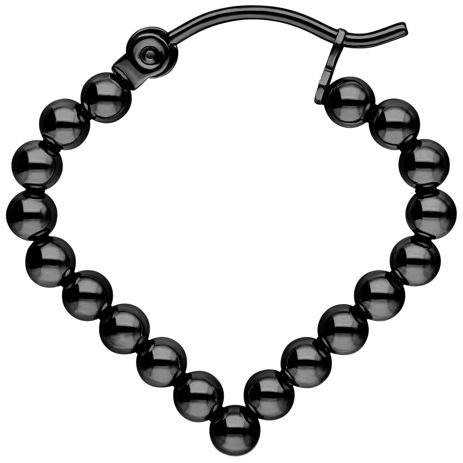 Schwarze Bubble Polygon Hoops Ohrringe aus Chirurgenstahl auf weißem Hintergrund