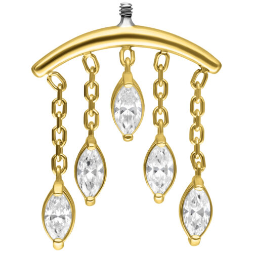 18K Internally Oval Crystal Drops Hidden Helix Attachment