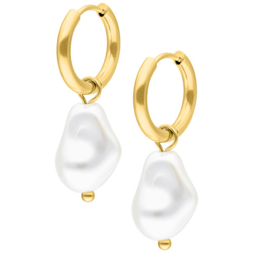 Baroque Pearl Hoops - Kultainen metalli