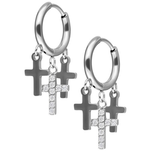 Little Dangling Cross Hoops