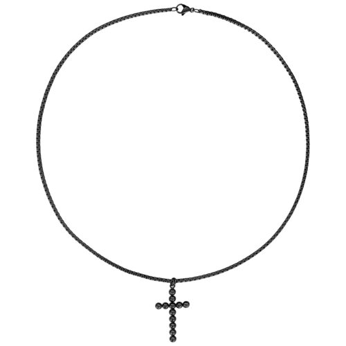 Bubble Cross Necklace - Musta metalli