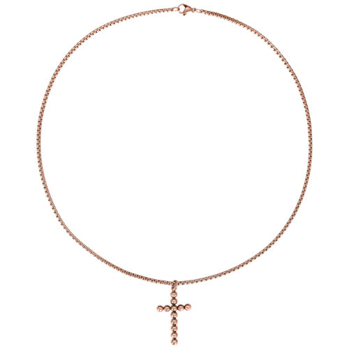 Bubble Cross Necklace - Ruusukultainen metalli