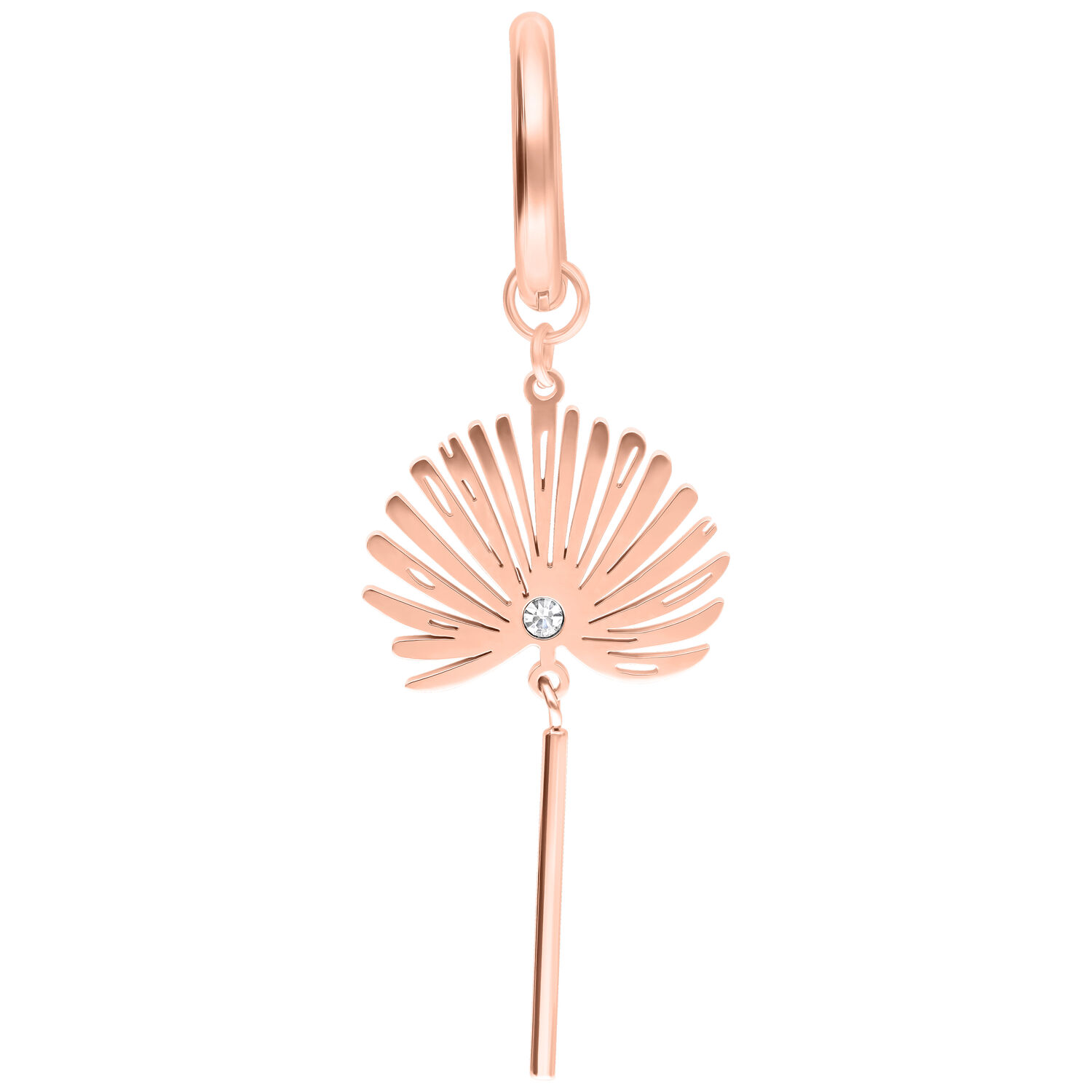 Ruusuhopeat kirurginteräksiset korvakorut klipsikiinnityksellä valkoisella taustalla