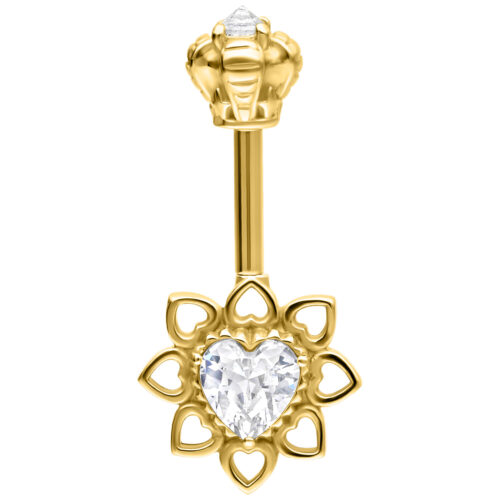 Vertical Helix Crystal Flower Barbell - Kultainen metalli