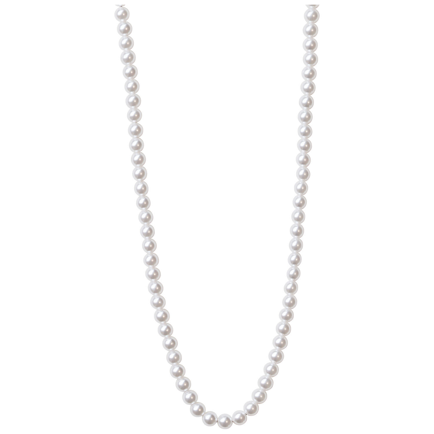 Kleine synthetische Perlenkette mit goldfarbenem Metall auf weißem Hintergrund