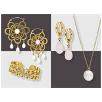 Wildcat Adventskalender 2025 - Gold Schmuckset Goldene Ohrringe, Armband und Halskette auf neutralem Hintergrund