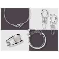 Wildcat Adventskalender 2025 - Silber Schmuckset Silbernes Schmuckset mit Kette, Ohrringen und Armband auf neutralem Hintergrund