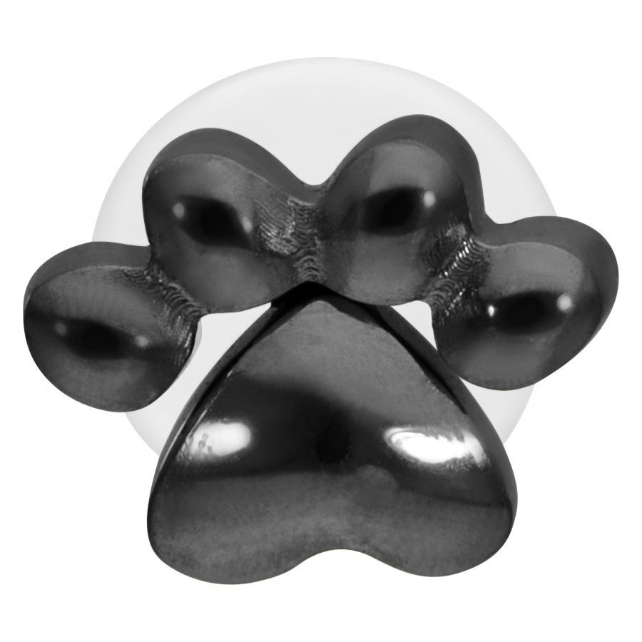 Musta Little Paw Labret titaanista valkoisella taustalla