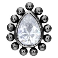 Mustanvärinen labret kristallinkirkkaalla teardropilla ja sisäkierteellä