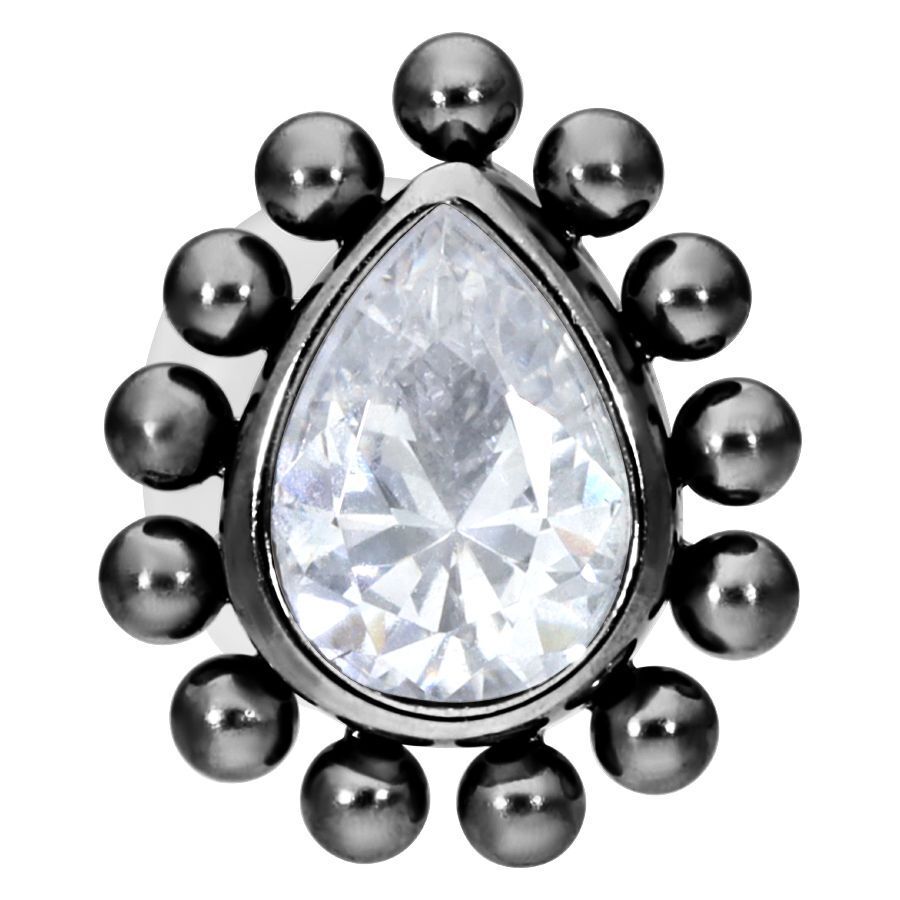 Mustanvärinen labret kristallinkirkkaalla teardropilla ja sisäkierteellä