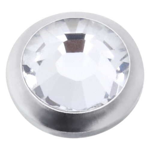 Silberner Titan Piercingaufsatz mit klarem Kristall, 4,0 mm