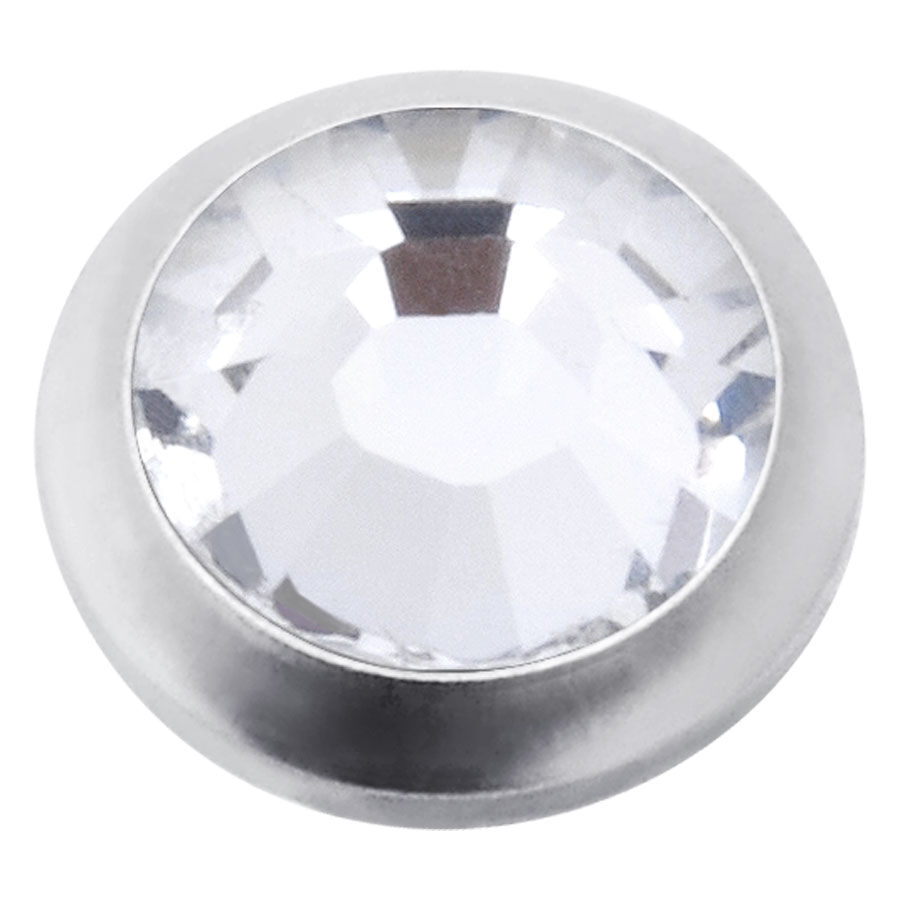 Silberner Titan Piercingaufsatz mit klarem Kristall, 4,0 mm