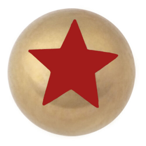 Goldener Piercing-Aufsatz mit rotem Stern auf weißem Hintergrund