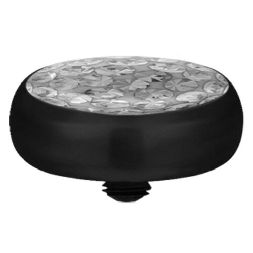 Schwarzer Titan Aufsatz, 3,0 mm, mit klarem Kristall auf weißem Hintergrund