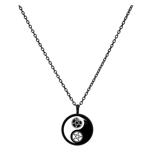 Pentagram Yin Yang - kaulakoru - Musta metalli
