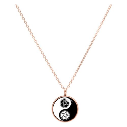 Pentagram Yin Yang - kaulakoru - Ruusukultainen metalli