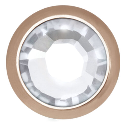 Runder Piercingaufsatz aus Titan in Roségold mit kristallklarem Stein, 5,0 mm
