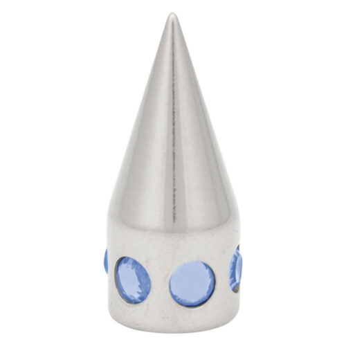 Silberner Titan-Aufsatz mit saphirblauen Kristallen auf weißem Hintergrund